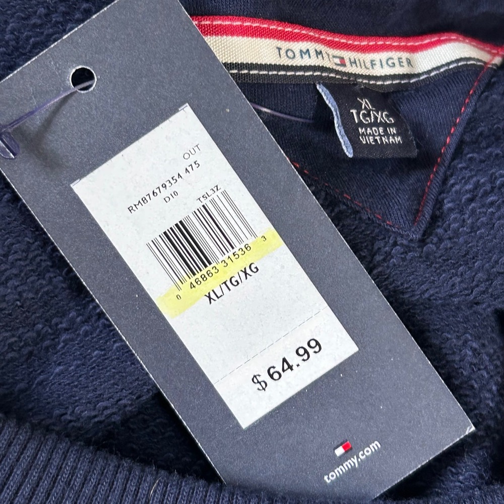 NEW Tommy Hilfiger Women XL Colorblock Sweatshirt Navy Red White Cotton Crewneck - Picture 7 of 10